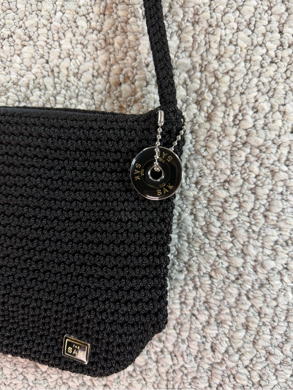 NWOT ‘The Sak’ Small Black Hand Crocheted Shoulder Bag - Picture 5 of 15